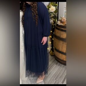 Elegant Navy Blue Long Dress
